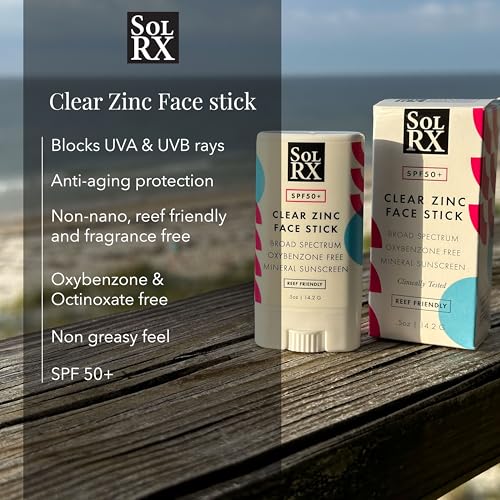 SolRX MINERAL SPF 50 Zinc Oxide Sunscreen Stick, Clear Non-Greasy Face | Solrx Sunscreen Is Designed For Healthy Outdoor Activities Like Running, Swimming, Cycling, Triathlon, Diving, And Surfing