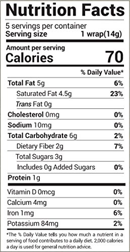 NUCO Organic Coconut Wraps, Cinnamon - Gluten Free, Low Carb, Vegan, 5 Ct | Paleo, Non-GMO, Dairy-free, Kosher, No Salt Added, Yeast-free