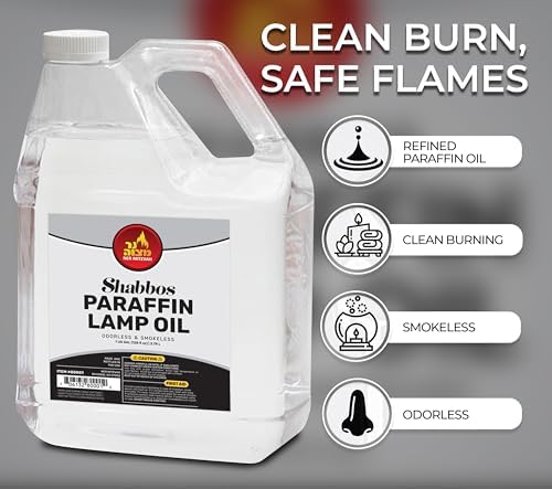 1 Gallon Paraffin Lamp Oil - Clear Smokeless, Odorless, Clean Burning Fuel for Indoor and Outdoor Use - Shabbos Lamp Oil, by Ner Mitzvah