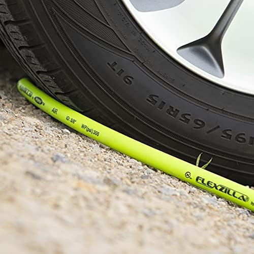 Flexzilla Air Hose, 3/8 in. x 50 ft., 3/8 in. MNPT Fittings, Heavy Duty, Lightweight, Hybrid, ZillaGreen - HFZ3850YW3