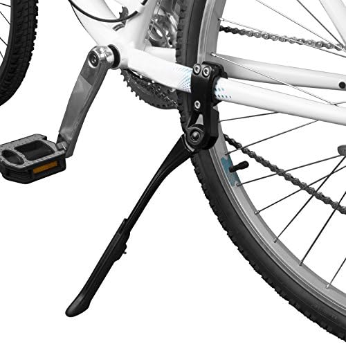 BV Rear Bike Stand for 24"-28" Bikes - Adjustable Bike Kickstand for Adult Bike with 8 Height Levels, Non-Slip Foot & Clamp Grip (Black, Capacity 55 lbs, Single Mount)