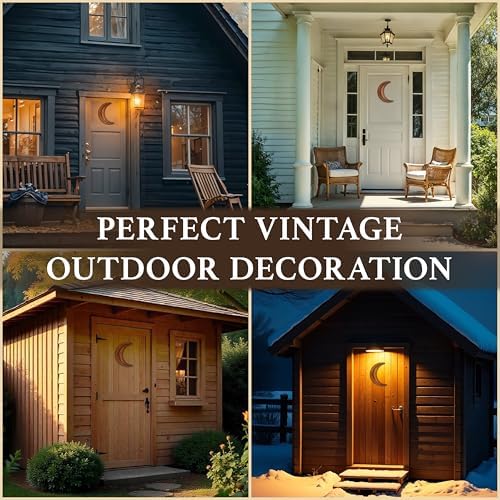 BCD Rustic Moon Outhouse Bathroom Decor 12" Large - Primitive Wall Art Outhouse Sign for Door - Rusty Metal Crescent Decorations - Country &