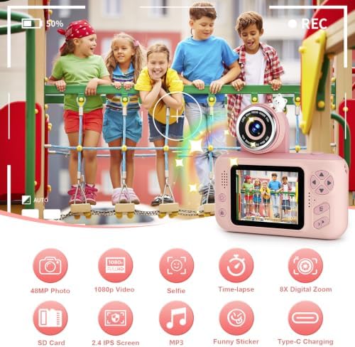 Makolle Camera for Kids, Portable Travel Camera for Childrens Age 3-8, Blue | Flip Up Lens, Drop Proof, With Tripod, Long Battery Life, SD Card Included, Birthday Gifts for Boys and Girls Age 3-12