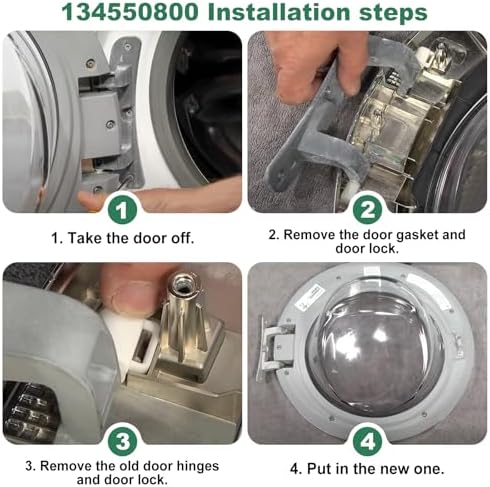 Upgraded 134550800 Affinity Washer Door Hinge with Bushings & 131763310 Striker Kit - Compatible with Frigidaire, Kenmore, Electrolux