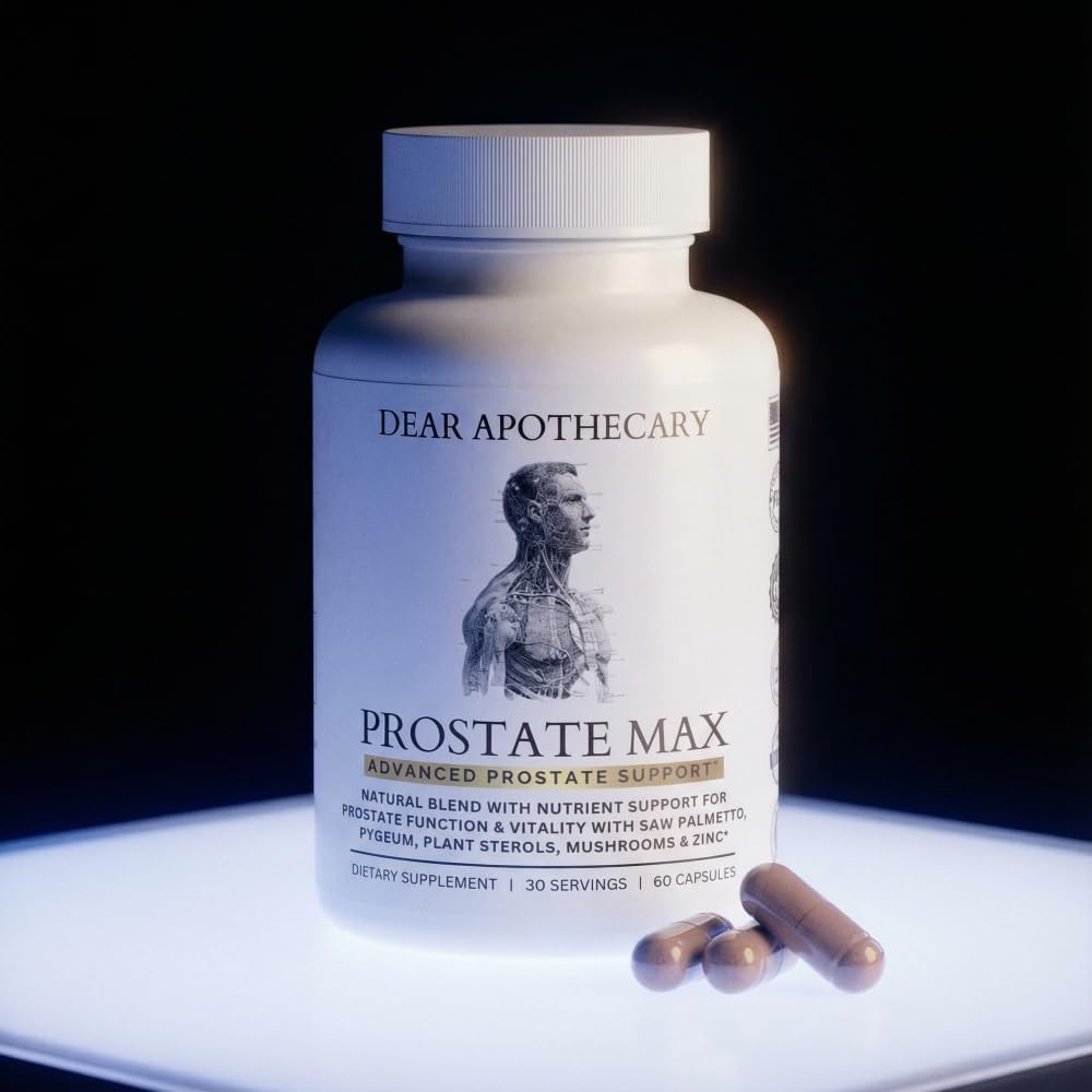 Prostate Max Support Supplement - Saw Palmetto 200mg, Pygeum 100mg, Zinc, Selenium - Urinary Health & Flow - Vegan, Non-GMO, Gluten Free - 60 Capsules