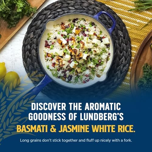Lundberg Basmati Rice, Long Grain White Rice - Non-Sticky, Fluffy, Nutty, Aromatic Rice, Vegan Food, Healthy Meals, Gluten-Free Rice Grown in California, 32 Oz