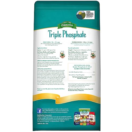 Espoma Triple Phosphate Fertilizer 0-45-0, 6.5lb. Bag, Promotes Root Growth and Blooming in All Flowering Plants, Trees, Shrubs