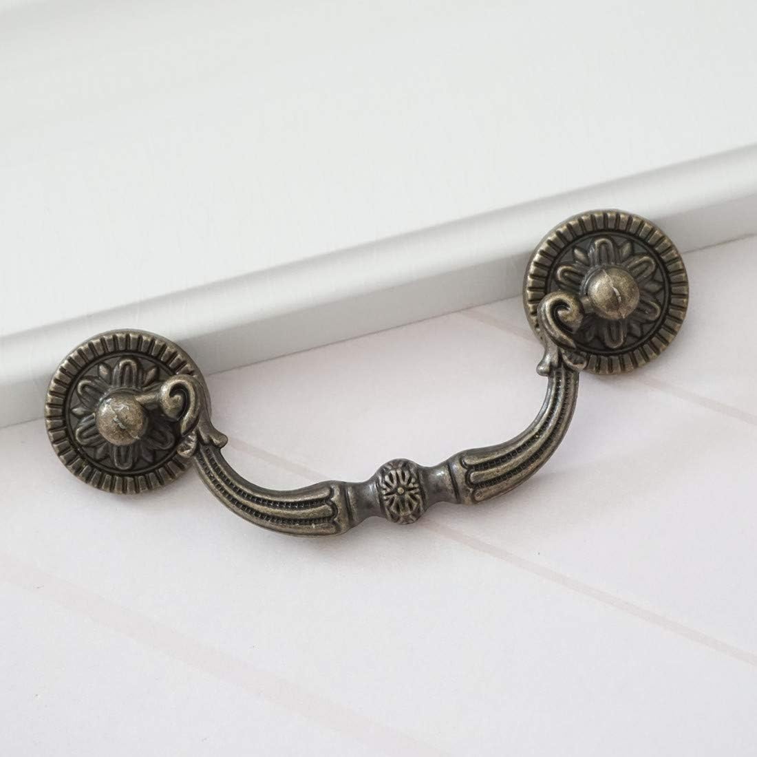3" Vintage Look Drop Bail Dresser Drawer Pulls Handles Knob Antique Bronze Rustic Cabinet Door Knobs Handle Pull 76 (1, 3" Hole Centers)