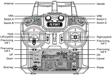 GoolRC Flysky FS-i6X 2.4GHz 10CH AFHDS 2A RC Transmitter with FS-iA6B Receiver for RC Drone Airplane Helicopter