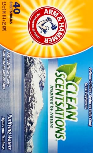 ARM & HAMMER Fabric Softener Sheets, 40 sheets, Purifying Waters