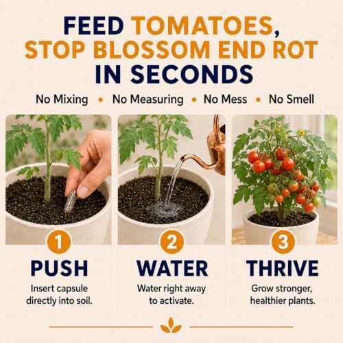 Earth Pods® Organic Tomato Fertilizer Spikes with Calcium, 100 Capsules | Cal mag for tomato & pepper plants, strong stems & healthy fruit set