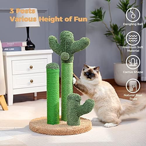 PAWZ Road Cactus Cat Scratching Post 23”Cat Scratcher with Toy Ball