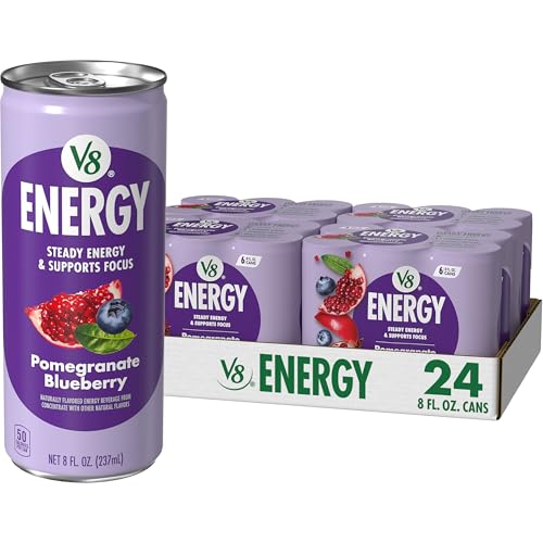 V8 Energy Pomegranate Blueberry Energy Drink, 8 fl oz Can (24 Pack)