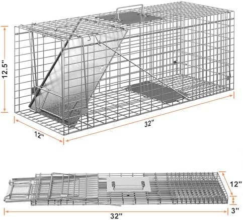 24" x 7.5" x 8" Small Live Animal Trap Steel Cage Catch and Release One Door Humane Rodent Cage Trap for Little Rabbits/Stray Cats/Squirrel/Skunk/Mink/Opossum Outdoor Animals