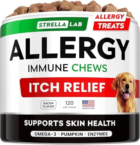 Dog Allergy & Itching Relief - Anti Itch, Skin&Coat Support Chews w/Omega 3