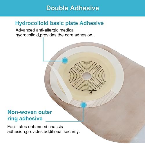20 PCS Colostomy Bags, Ostomy Supplies,One Piece Drainable Ostomy Pouch with Hook and Loop Closure for Ileostomy Stoma Care, 15mm-60mm Cut to Fit