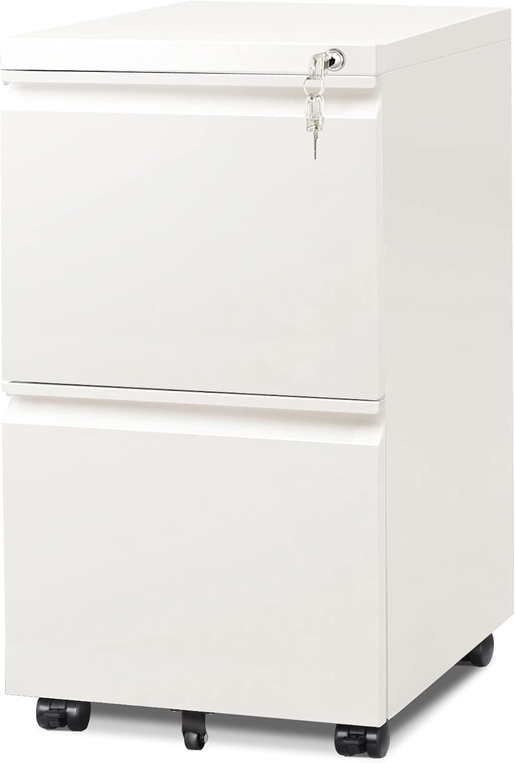 DEVAISE 3 Drawer Mobile File Cabinet with Lock, Under Desk Metal Filing Cabinet for Home Office/Legal/Letter/A4 File, Fully Assembled Except Wheels, Black