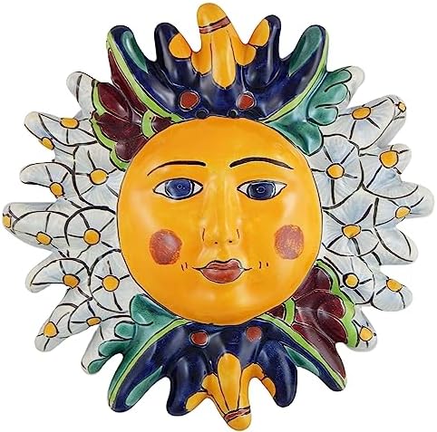 Mexican Talavera Ceramic Sun Face Wall Decor Hanging Pottery Folk Art # 01