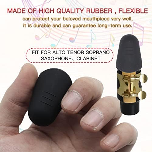 2 Pack Saxophone Mouthpiece Cap Rubber for Alto Tenor Sax Clarinet | reed protection, fits bass clarinet, soft rubber material