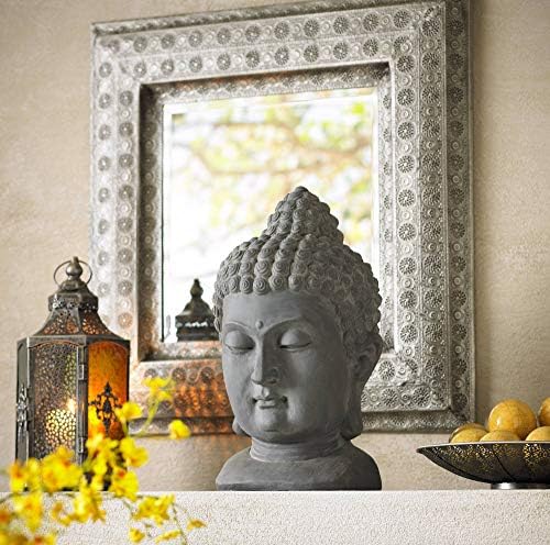 John Timberland Meditating Buddha Head 18 1/2" High Outdoor Statue | Sculpture Zen Asian Japanese Garden Decor Front Porch Patio Yard Outside Home