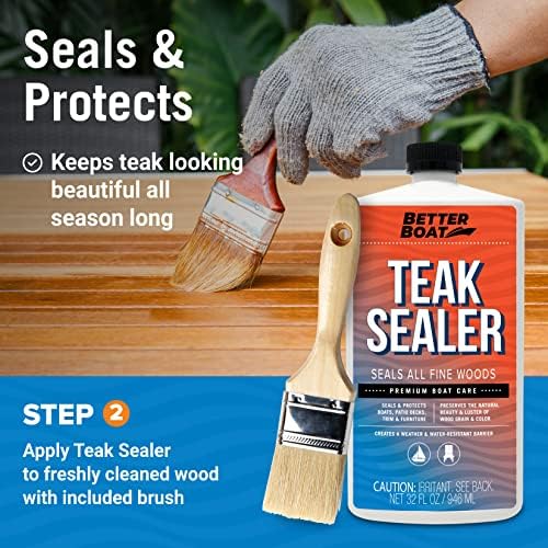 Teak Cleaner and Brightener for Wood, Teak Oil or Sealer for Boats, Indoor