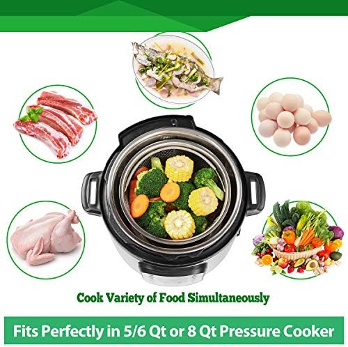 AOZITA Steamer Basket for Instant Pot Accessories 6 qt or 8 quart - 2 Tier Stackable 18/8 Stainless Steel Mesh - Silicone Handle - Vegetable Steamer