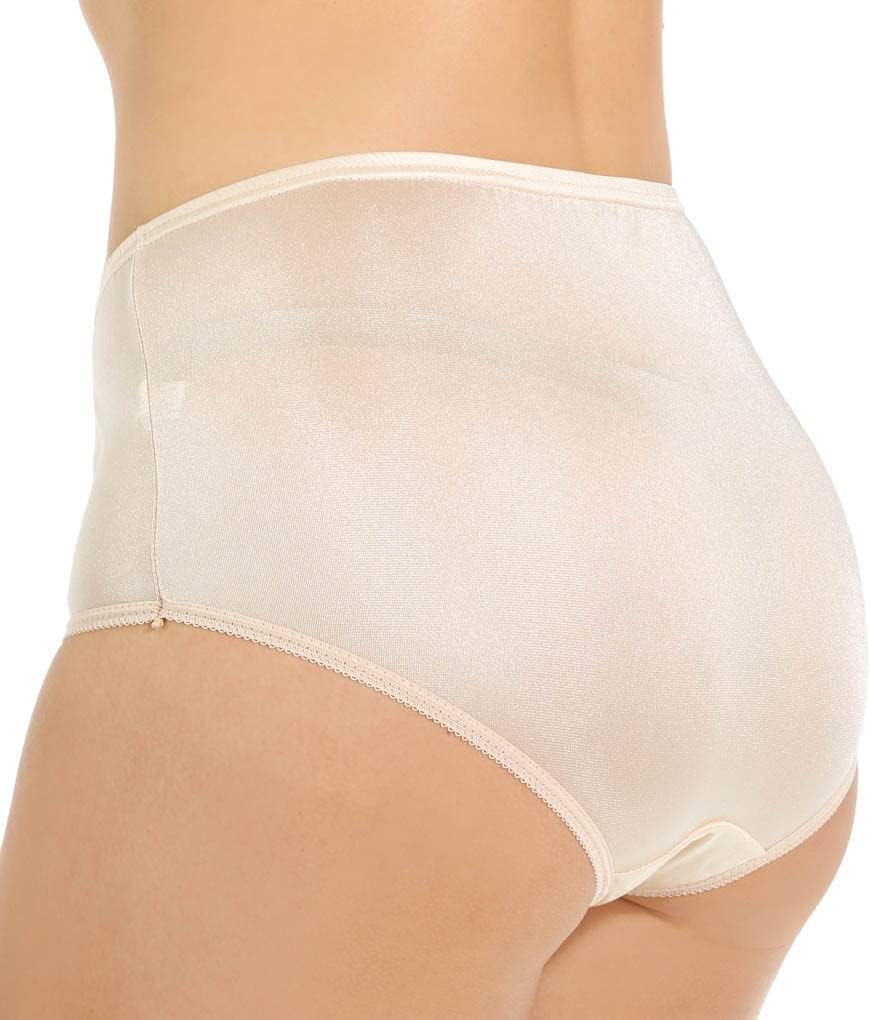 Teri Women's 331 Plain Jane Classic Nylon Silky-Smooth Lightweight Breathable Full Coverage Brief Panty - 4 Pack
