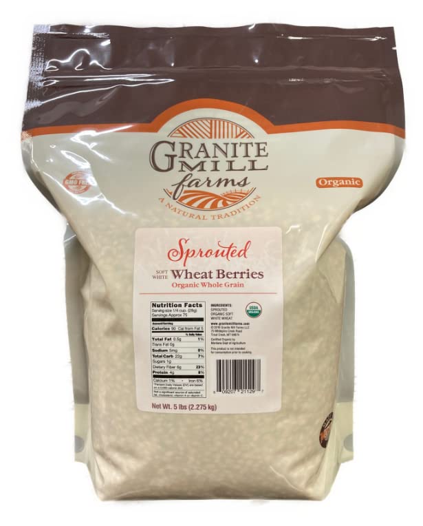 Granite Mill Farms Organic Sprouted Soft White Wheat Berries, 30 OZ