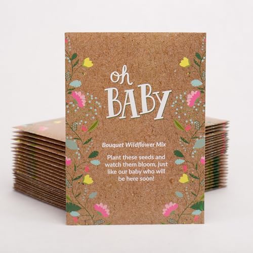 BENTLEY SEED CO. Oh Baby Flower Seeds Packets - Girl/Boy Baby Shower Favors - Pre-Filled