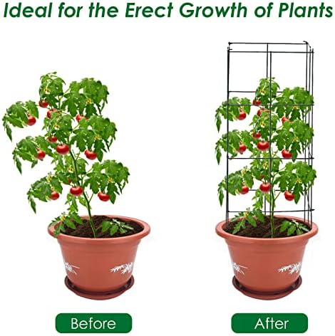 S AFSTAR 4 Pack Folding Tomato Cages, 39 Inches Tall Square Plant Support Cage for Garden Climbing Plants Flowers Fruits