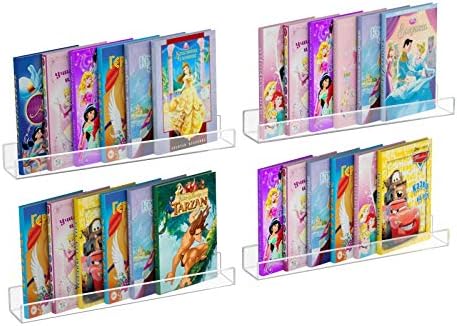 NIUBEE 24”Acrylic Floating Bookshelves for Kids Wall Shelves 2 Packs | Premium Acrylic 50% Thicker with Screwdriver Clear Bathroom Extra-Large Storage Shelves Display Organizer