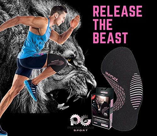 Physix Gear Knee Compression Sleeve for Men & Women - Best Compression Knee Brace for Walking, Running, Gym, Basketball, Weightlifting,Workout, Sports - Knee sleeves Support Compression & Stability