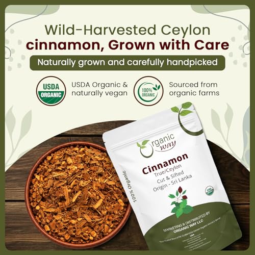 Organic Way True Ceylon Cinnamon Cut & Sifted Origin - Sri Lanka (8 Ounce)