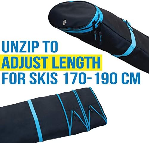 Athletico Dynamic Adjustable Length Ski Bag - Padded Ski Bag Adjusts from 170cm to 190cm