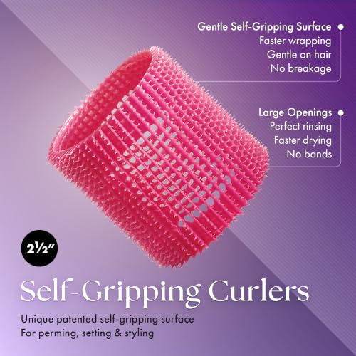 Olivia Garden Jet Set EZ Grip Self-Gripping Curlers - Hair Rollers for Setting or Perming - Style Curls and Waves