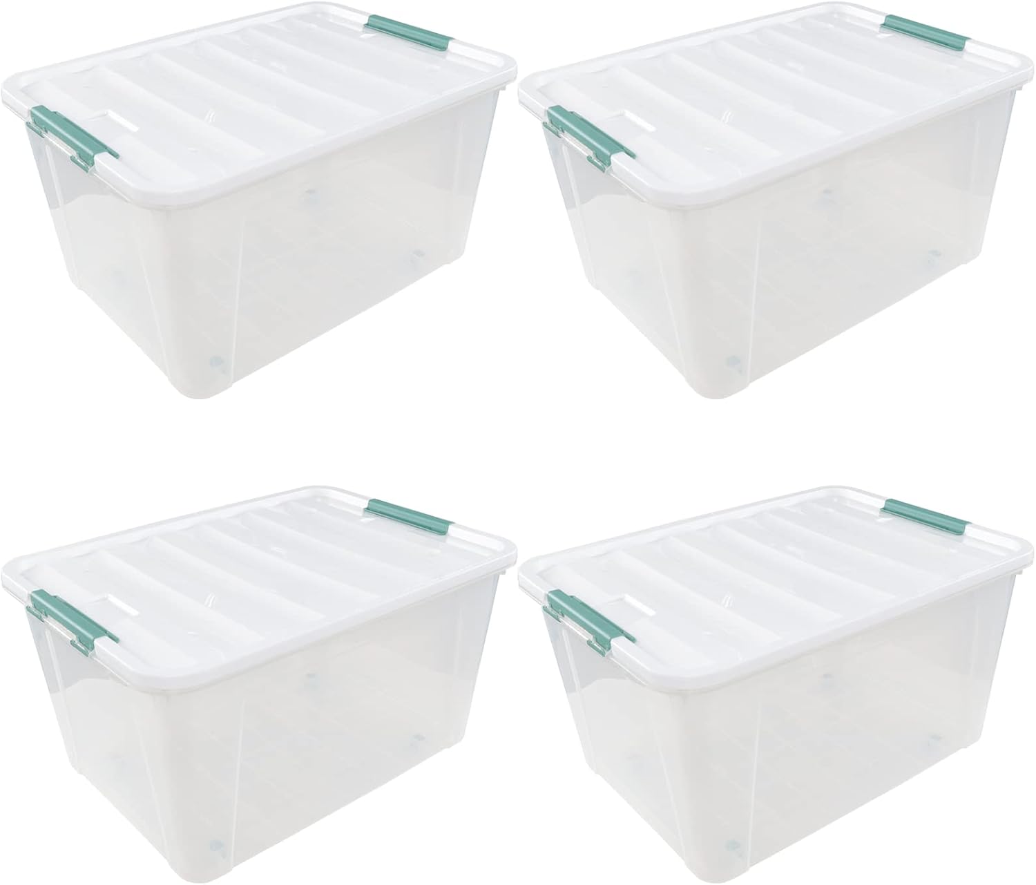 17.5 L Clear Plastic Storage Box, 4-Pack Latch Storage Bin