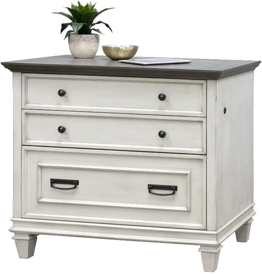 Hartford Wood Lateral File With Locking Legal/Letter File Drawer Black