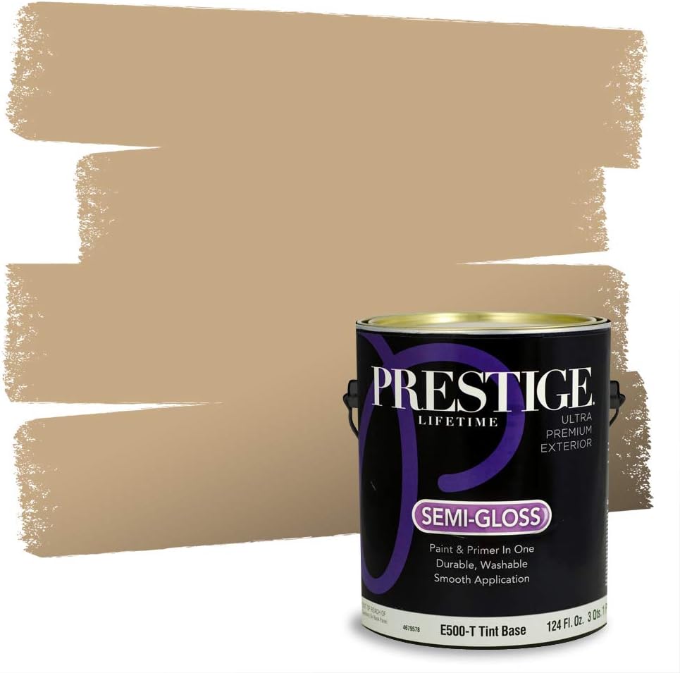 PRESTIGE Paints Exterior Paint and Primer In One, 1-Gallon, Satin, Comparable Match of Sherwin Williams* Relaxed Khaki*