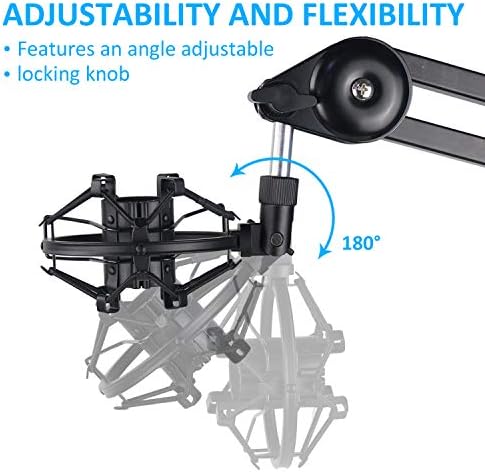 SUNMON SM58 Microphone Shock Mount Holder for Reduces Vibration and Noise, Suitable for Shure SM58-LC, SM58-CN Cardioid Dynamic Vocal Mic