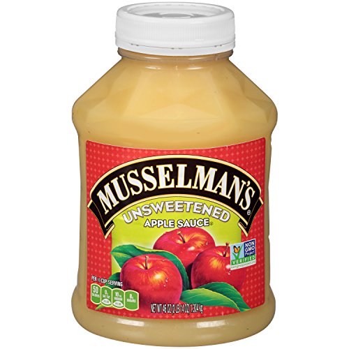 Musselman's Unsweetened Apple Sauce - low calorie, gluten free snack, low sodium, kosher, fat-free, no cholesterol, no high fructuse corn syrup, from 100% fresh American Grown Apples. (48oz x 8)
