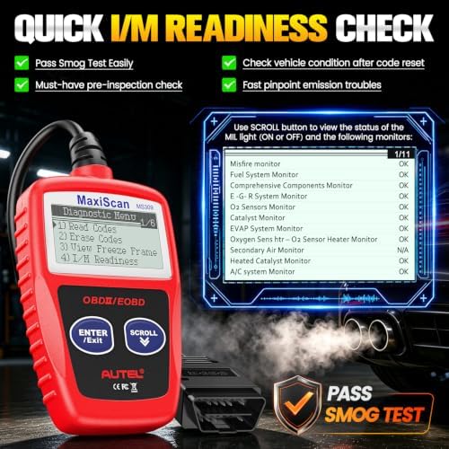 Autel OBD2 Scanner MS309 Universal Car Engine Fault Code Reader, Check Engine Light and Emission Monitor Status, OBDII CAN Diagnostic Scan Tool