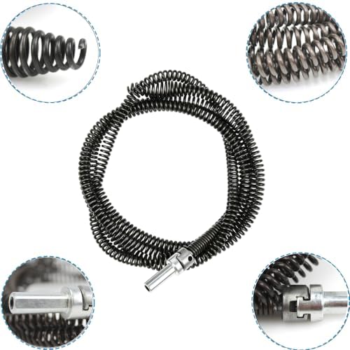 Amonk 6.5Ft Drill Snake for Plumbing Drain Auger Cable with Drill Connector | 10mm Diameter, Flexible&Reusable Plumbing Snake Clog Remover for Kitchen