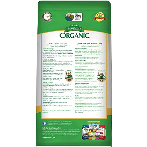Espoma Organic Garden-Tone 3-4-4 Organic Fertilizer for Cool & Warm Season Vegetables and Herbs. Grow an Abundant Harvest of Nutritious and
