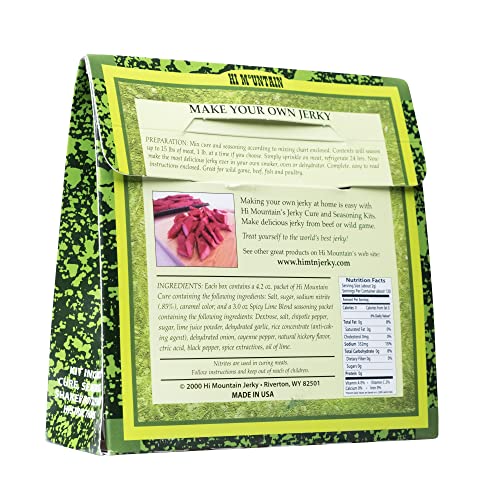 Hi Mountain SPICY LIME BLEND Jerky Seasoning and Cure Kit | Beef & Venison | Zesty lime with spicy heat, perfect jerky seasoning for deer, elk