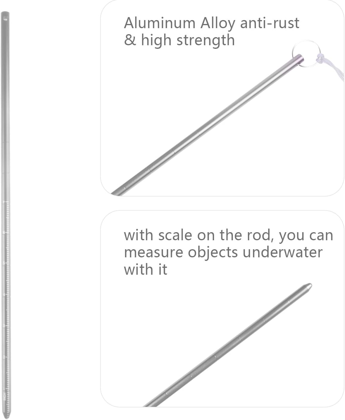 ORCATORCH Scuba Diving Pointer 13 inchs Aluminum Alloy Lobster Tickle Pointer Underwater Shaker Noise Maker Dive Stick Rod with Lanyard Multifunctional Scuba Diving Accessories