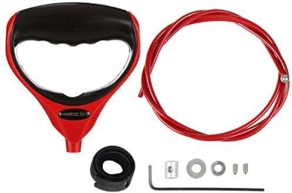T-H Marine G-Force Heavy-Duty Trolling Motor Replacement Handle, Cushioned Grip, Lift & Release Cord with Nylon Jacketed Stainless Steel Cable - Red