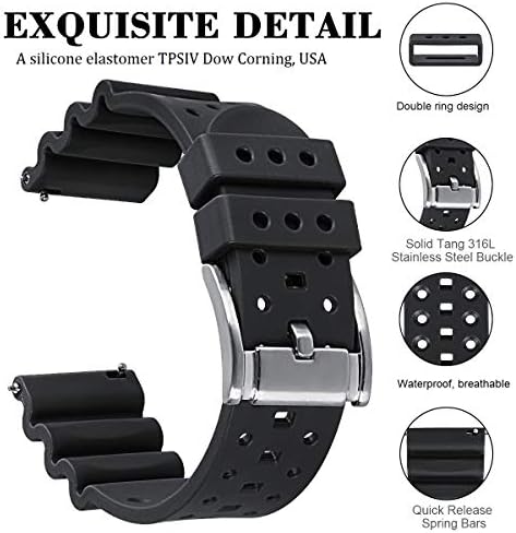 HUAFIY Silicone Watch Band 20mm22mm24mm FKM Rubber Watch Band for Men Women