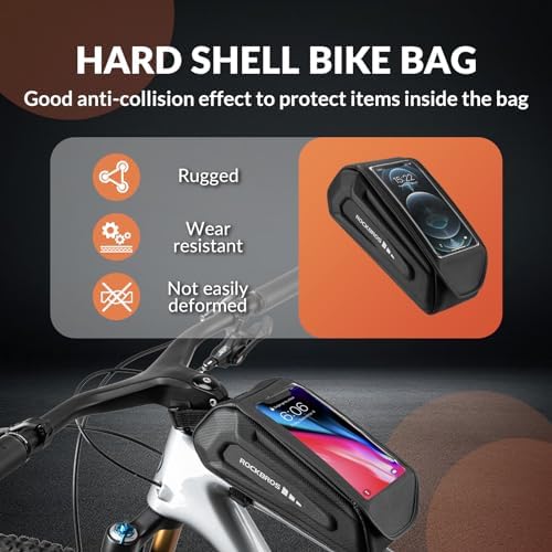ROCKBROS Bike Phone Bag, [Oversized] EVA Waterproof Bike Top Tube Bag