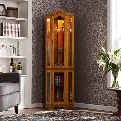 Home Decorators Collection Vitric Lighted Curio, 70" Hx21 Wx16 D, Golden Oak