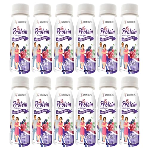 BariatricPal Ready-to-Drink 15g Whey Protein & Collagen Shots - Cran Grape (12 Bottles)